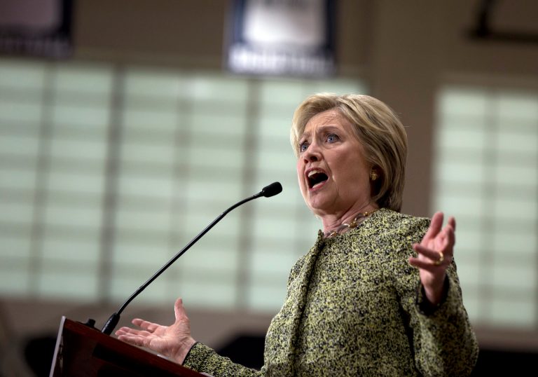 Democratic presidential candidate Hillary Clinton speaks during a campaign event at Hillside High School in Durham, N.C., Thursday, March 10, 2016. 