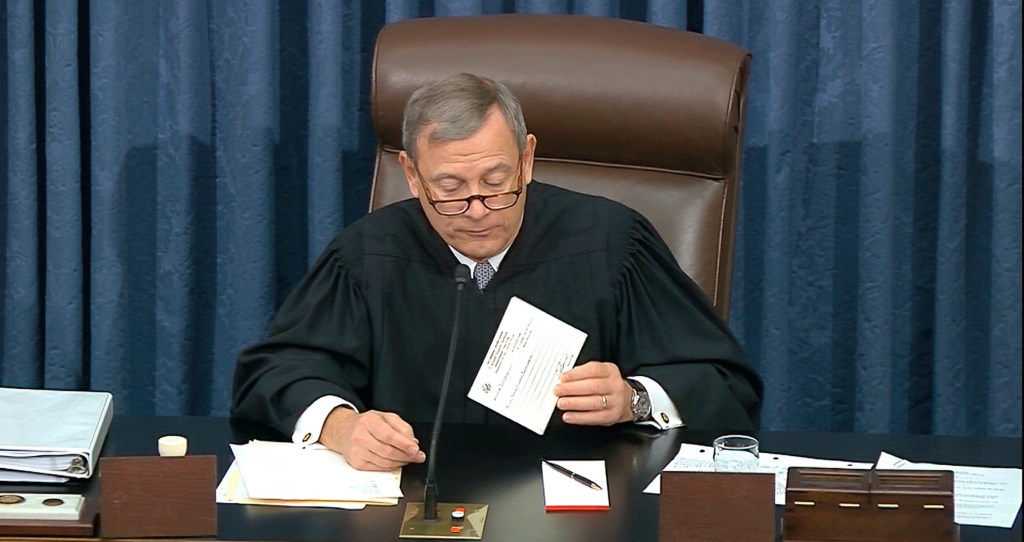 Warren questions ‘legitimacy’ of Chief Justice Roberts during impeachment