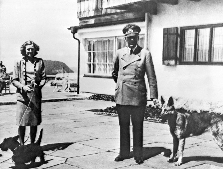 Undated photo of Adolf Hitler and his mistress Eva Braun posing on the Terrace of the Berghof, Berchtesgeden, Germany. Some of their personal items are going to auction Monday and Tuesday.