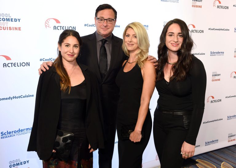 Aubrey Saget, Bob Saget, Kelly Rizzo and Lara Saget, from left, attend the 30th annual Scleroderma Foundation Benefit at the Beverly Wilshire hotel Friday, June 16, 2017, in Beverly Hills, California.