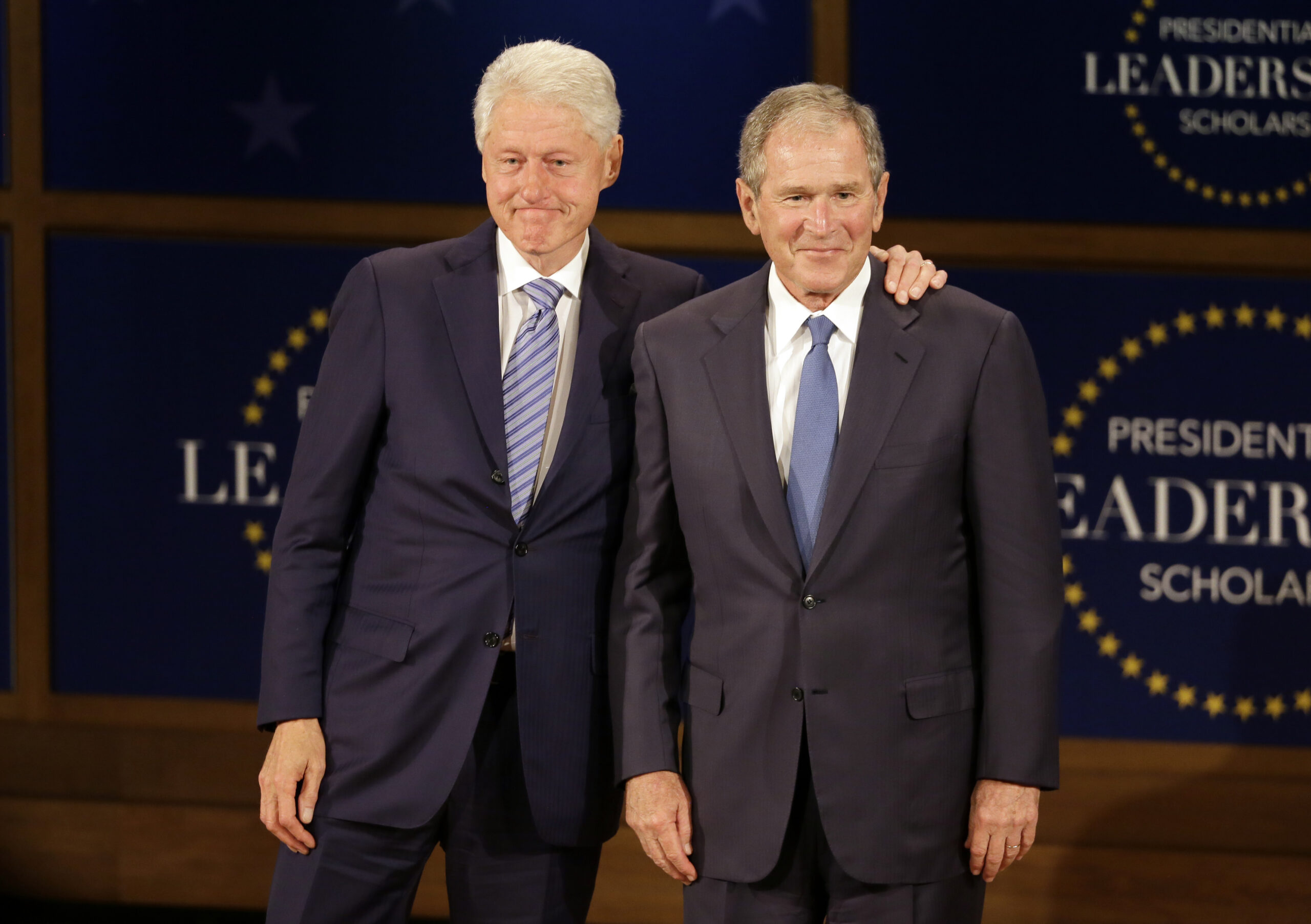WATCH: Former Presidents Clinton and Bush visit Ukrainian church to show solidarity
