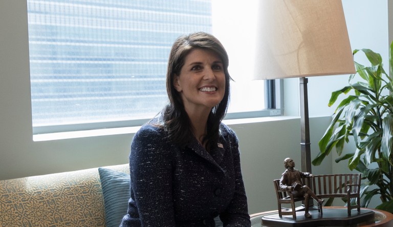 U.S. Ambassador to the United Nations Nikki Haley during a meeting in New York. 
