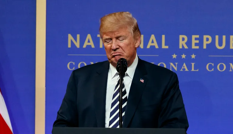 President Trump speaks to the National Republican Congressional Committee March Dinner at the National Building Museum, Tuesday, March 20, 2018, in Washington. 