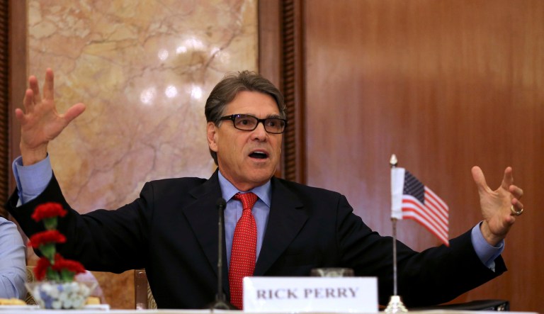 U.S. Energy Secretary Rick Perry speaks during a joint press conference. 