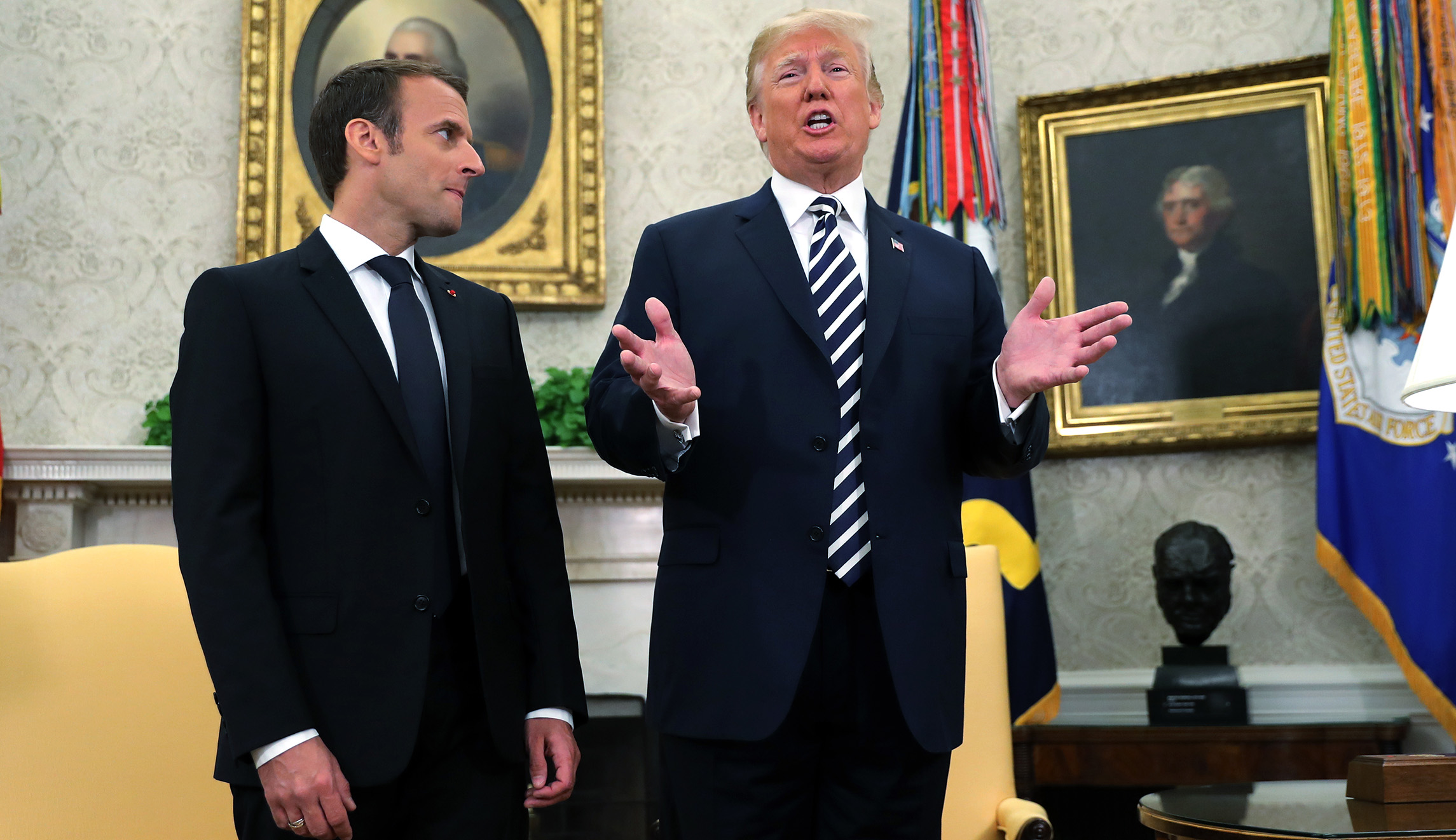 Trump threatens to scrap ‘ridiculous’ Iran deal in meeting with Macron