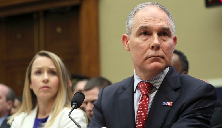 Environmental Protection Agency Administrator Scott Pruitt listens to questions as he testifies before the House Energy and Commerce subcommittee hearing on Capitol Hill in Washington. 