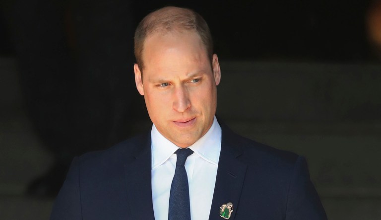 Britain's Prince William leaves after the Manchester Arena National Service of Commemoration at Manchester Cathedral.