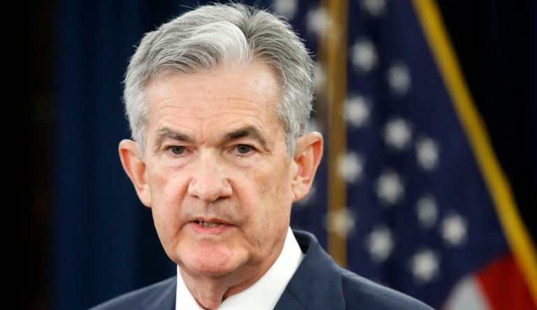 Federal Reserve Chair Jerome Powell speaks to the media after the Federal Open Market Committee meeting. 
