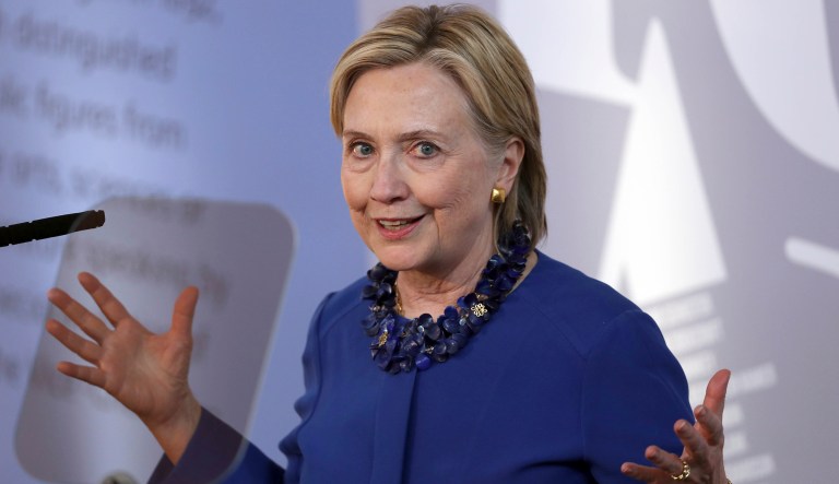 Hillary Clinton delivers the Romanes Lecture at University of Oxford's Sheldonian Theatre, Oxford, England, on June 25, 2018.