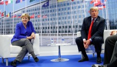 Trump meets Angela Merkel at NATO summit after accusing Germany of being a ‘captive’ of Russia