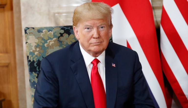 President Trump during his meeting with British Prime Minister Theresa May, at Chequers, in England. 