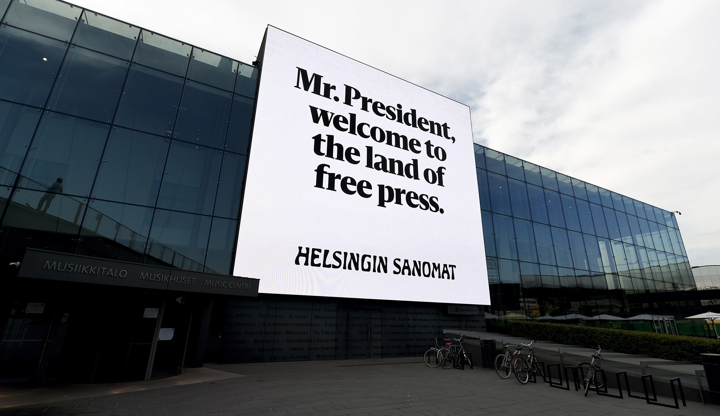 Finnish newspaper buys 300 billboards promoting free press during Trump-Putin summit