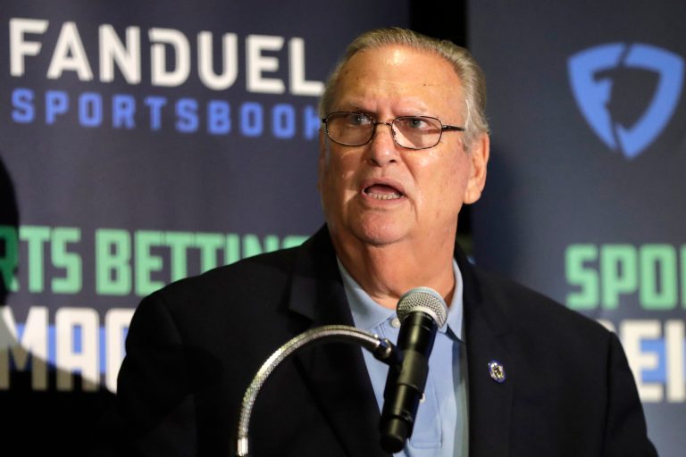 New Jersey Assemblyman Ralph Caputo speaks during a news conference Saturday, July 14, 2018, in East Rutherford, N.J.  (AP Photo/Julio Cortez)