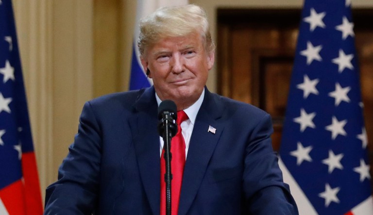President Trump during a press conference in Helsinki. 