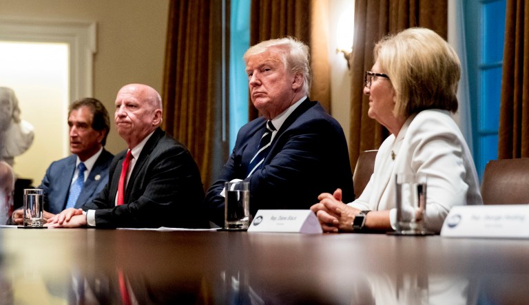 President Trump meets with members of Congress the day after his meeting with Russian President Vladimir Putin in Helsinki.