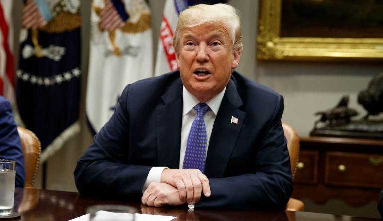 President Trump speaks during a roundtable on the "Foreign Investment Risk Review Modernization Act" in the Roosevelt Room. 