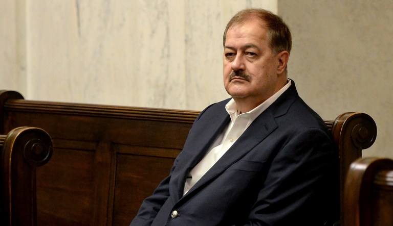 Don Blankenship listens to arguments in the West Virginia Supreme Court on Aug. 29, 2018. The state Supreme Court has denied the former coal CEO's bid to get his name on the ballot in Novemberâs Senate race in West Virginia.