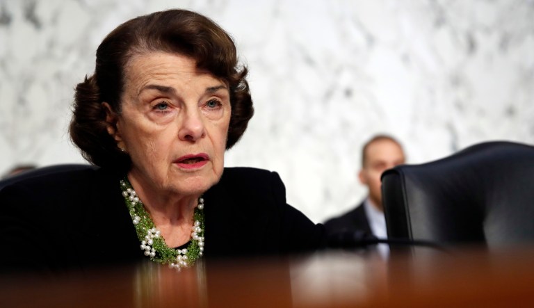 Sen. Dianne Feinstein, D-Calif., the ranking member on the Senate Judiciary Committee, speaks as President Trump's Supreme Court nominee Brett Kavanaugh testifies before the Senate Judiciary Committee. 