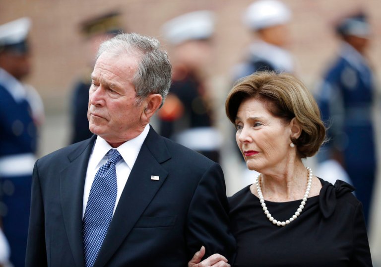 Former President George W. Bush and his wife, Laura Bush.