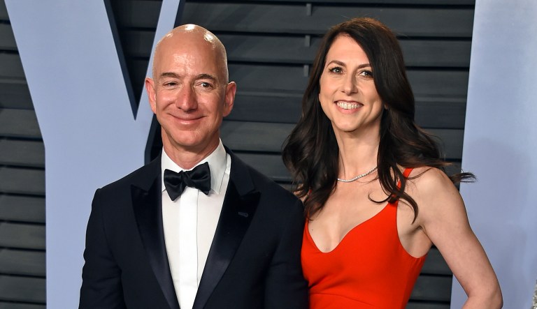 In this March 4, 2018 file photo, Jeff Bezos and wife MacKenzie Bezos arrive at the Vanity Fair Oscar Party in Beverly Hills, Calif. Bezos says he and his wife, MacKenzie, have decided to divorce after 25 years of marriage. 
Bezos, one of the worldâs richest men, made the announcement on Twitter Wednesday, Jan. 9, 2019.
