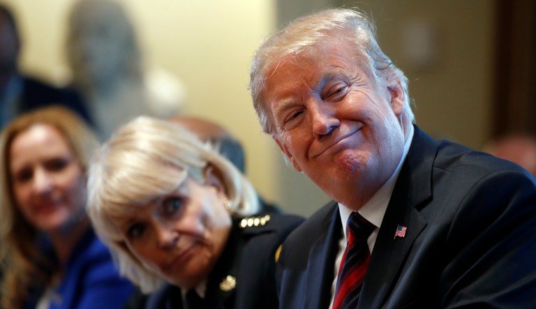 President Trump leads a roundtable discussion on border security with local leaders, Friday, Jan. 11, 2019, in the Cabinet Room of the White House in Washington.