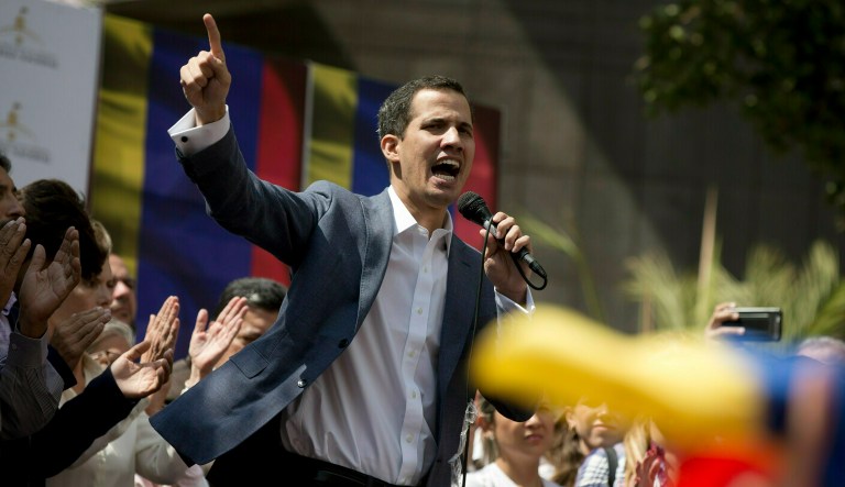 In this Jan. 11, 2019 file photo, Juan Guaido, president of the Venezuelan National Assembly, delivers a speech during a public legislative session in Caracas, Venezuela. The head of Venezuela's opposition-run congress declared himself president of Venezuela on Wednesday, Jan. 23, 2019. A Trump administration official and a U.S. congressional aide say U.S. President Donald Trump plans to recognize Guaido as the interim president of the crisis-mired South American country.