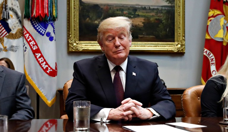 President Trump listens during a healthcare roundtable in the Roosevelt Room of the White House, Wednesday, Jan. 23, 2019, in Washington. 