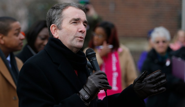In this Jan. 14, 2019, file photo, Virginia Gov. Ralph Northam speaks to a crowd during a Women's Rights rally at the Capitol in Richmond, Va. A push by Virginia Democrats to loosen restrictions on late-term abortions is erupting into a fierce partisan clash due to a lawmaker's comments about late-term abortion. Gov. Ralph Northam added gas to the fire Wednesday, Jan. 30, by describing a hypothetical situation where an infant who is severely deformed or unable to survive after birth could be left to die. 