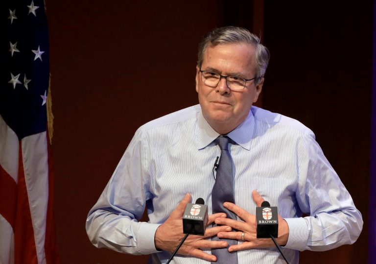 In this April 25, 2018, file photo, former Florida Gov. Jeb Bush speaks on the campus of Brown University. 