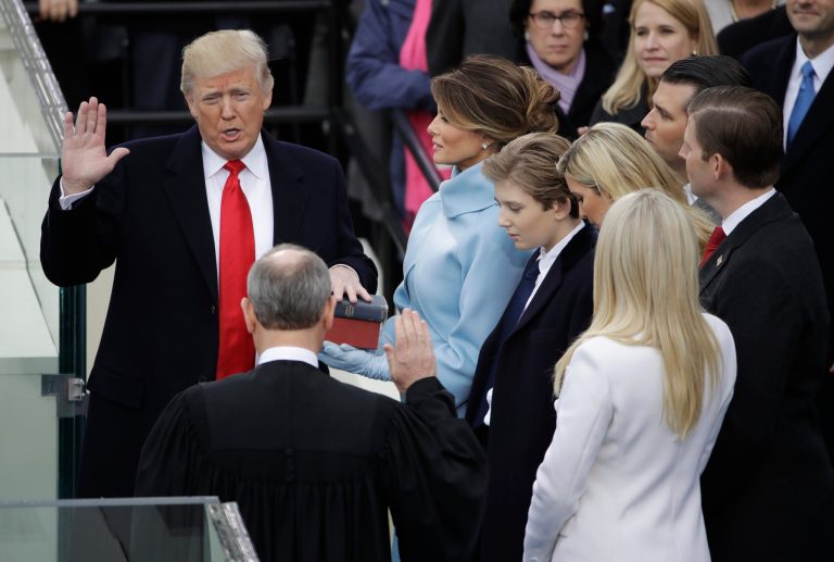 Just like his job approval ratings, the odds that President Trump will repeat this 2017 Inauguration scene next January have jumped.