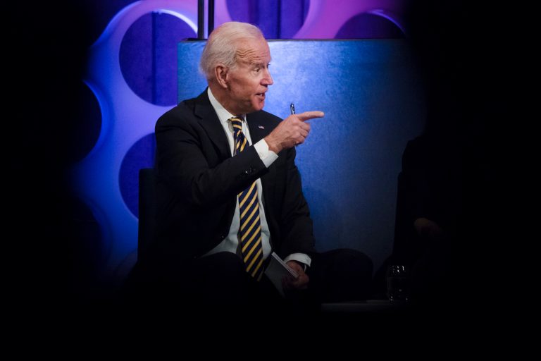 President Joe Biden takes part in a forum on the opioid epidemic at the University of Pennsylvania in Philadelphia.