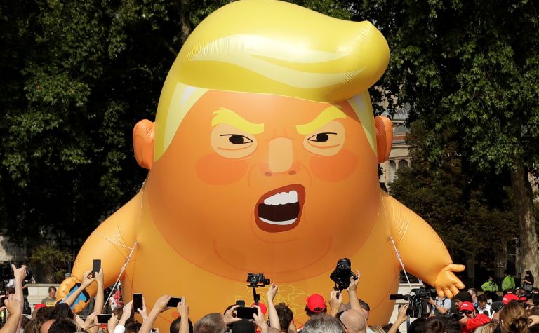 The Baby Trump blimp at protests in London