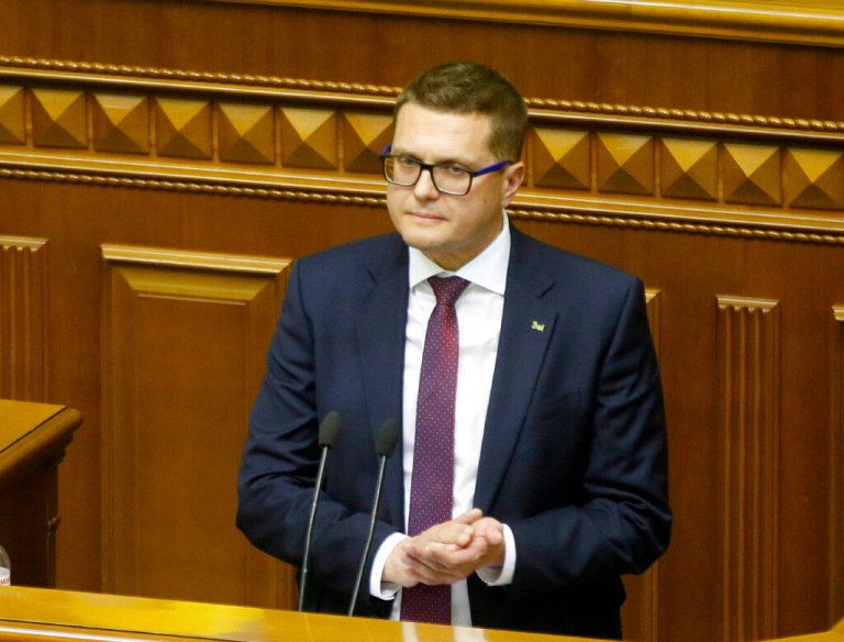 Ukrainian Security Service Ivan Bakanov speaks during parliament session in Kyiv, Ukraine, Thursday, Aug. 29, 2019.