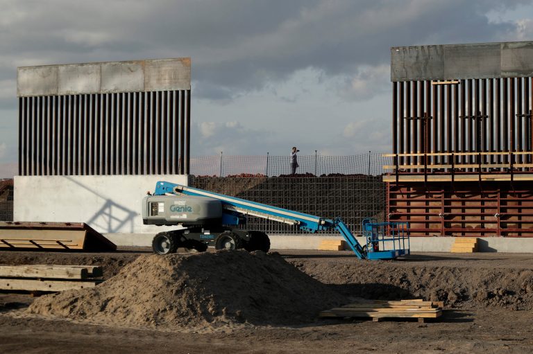 The first panels of levee border wall are seen at a construction site along the U.S.-Mexico border, Thursday, Nov. 7, 2019, in Donna, Texas. Border agents said that it is 90% effective in stopping illegal crossings.