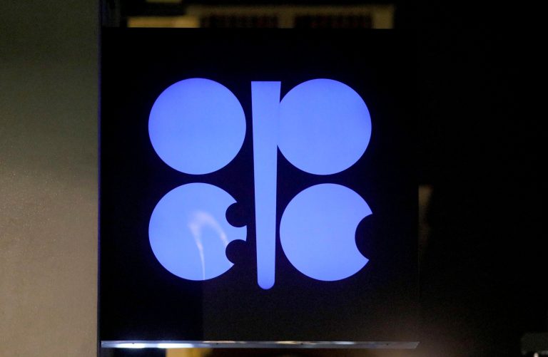 The advertising label of the Organization of the Petroleum Exporting Countries, OPEC, shines at their headquarters in Vienna, Austria, Austria. OPEC+ is considering extending or deepening existing cuts at its upcoming meeting in Vienna. (AP Photo/Ronald Zak)