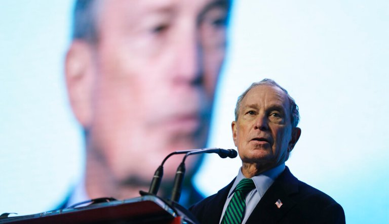 Democratic Presidential candidate Michael Bloomberg speaks before taking part in an on-stage conversation with former California Gov. Jerry Brown at the American Geophysical Union fall meeting Wednesday, Dec. 11, 2019, in San Francisco.
