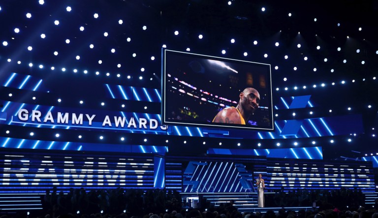 Host Alicia Keys speaks during a tribute in honor of the late Kobe Bryant at the 62nd annual Grammy Awards on Sunday, Jan. 26, 2020, in Los Angeles.