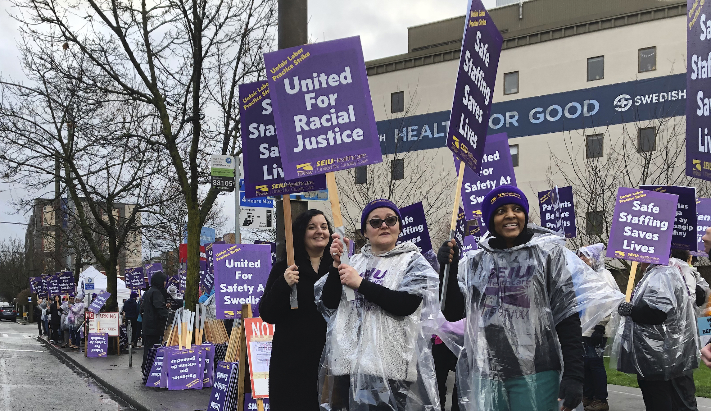 Striking nurses close down two emergency rooms in Seattle