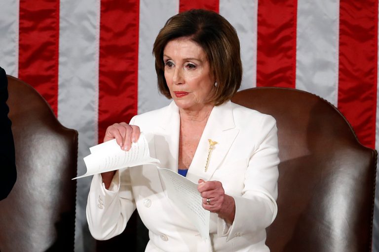 A new survey warns House Speaker Nancy Pelosi, shown tearing up copy of President  Trump's State of the Union in Feburary, against impeaching him a second time.