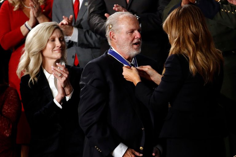 Make him pay. Rush Limbaugh, presented the Presidential Medal of Freedom by first lady Melania Trump during this year's State of the Union, was included in a call by CNN's media reporter for the silencing of conservative media.