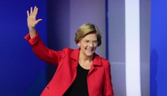 Where did Elizabeth Warren go during the Democratic debate?