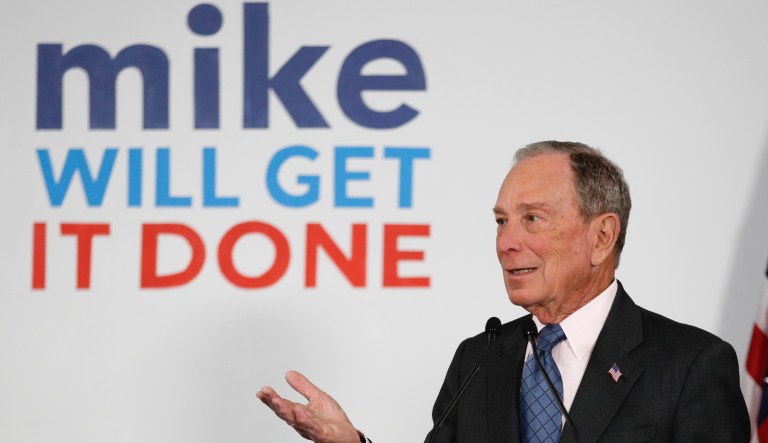 In this Jan. 27, 2020, file photo, Democratic presidential candidate and former New York City Mayor Michael Bloomberg speaks to supporters at a campaign office, Monday, Jan. 27, 2020, in Scarborough, Maine.