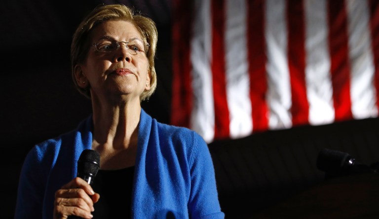 Democratic presidential candidate Sen. Elizabeth Warren, D-Mass., speaks during a primary election night rally, Tuesday, March 3, 2020, at Eastern Market in Detroit. 