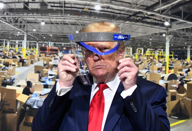 Then-President Trump tours a Ford plant in Ypsilanti, Michigan. Trump is seeking to win the support of union workers in his 2024 presidential campaignâand primarily the UAW, which is fast-approaching its strike deadline with Ford, Stellantis, and GM. (Daniel Mears/Detroit News/AP)