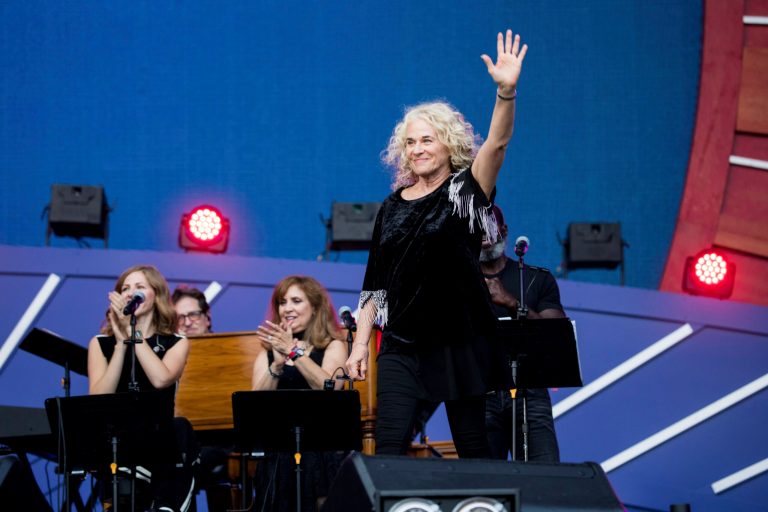 Carole King waves to the crowd as she prepares to play her hit âI Feel the Earth Moveâ during a recent virtual fundraiser for Joe Biden when the Democratic presidential nominee himself beat her to it. âOn my playlist, Carole!â Biden proclaimed, holding up his phone and letting a few seconds of the song blast.
