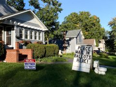 Democratic clerk calls police on homeowner with display encouraging people to drop mail-in ballots in toilet