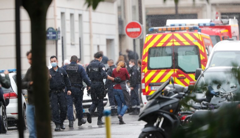 Knife attack leaves two injured near former office of Charlie Hebdo in Paris