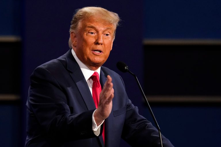 President Trump speaks during the second and final presidential debate at Belmont University in Nashville, Tenn.