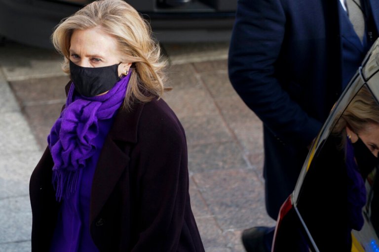 Former Secretary of State Hillary Clinton arrives at the U.S. Capitol ahead of President-elect Joe Bidenâs inauguration, Wednesday, Jan. 20, 2021, in Washington.