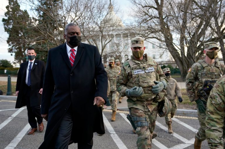‘Grateful’: Defense secretary visits National Guard troops at Capitol amid calls to draw down and COVID infections